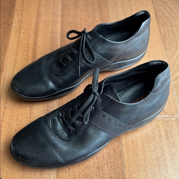 Prada Men's Black Leather Sneakers size 11 4E - Picture 1 of 10